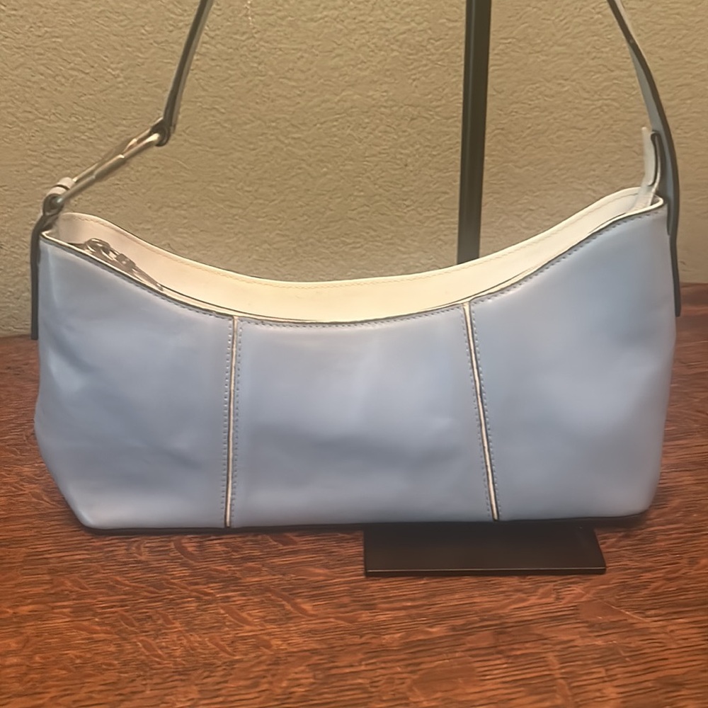 Anne Klein Light Blue and White Shoulder Bag